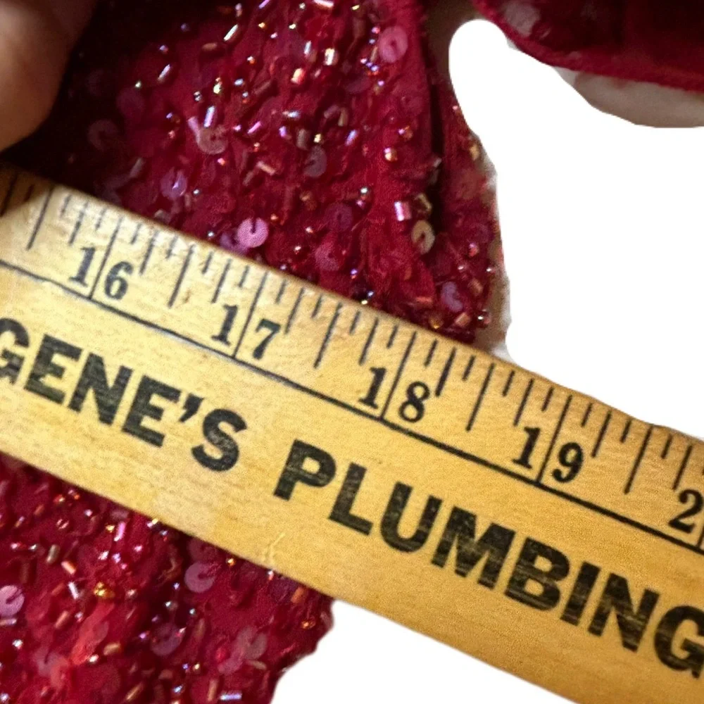 Papell botique evening red sequined top silk dressy formal xl - Picture 6 of 8